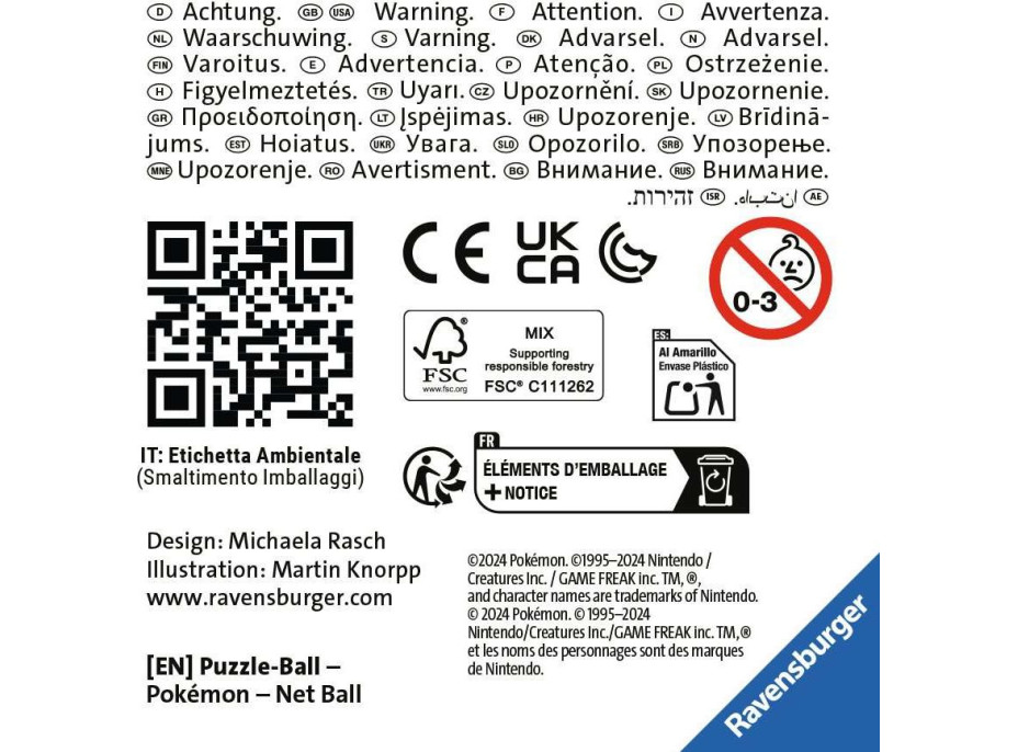 RAVENSBURGER 3D Puzzleball Pokémon: Net Ball 54 dielikov