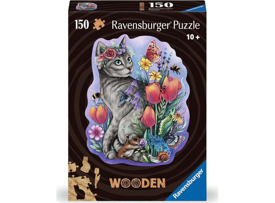 RAVENSBURGER Drevené obrysové puzzle Čarovná mačka 150 dielikov