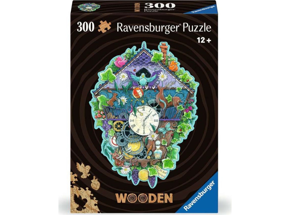 RAVENSBURGER Drevené obrysové puzzle Kukučkové hodiny 300 dielikov