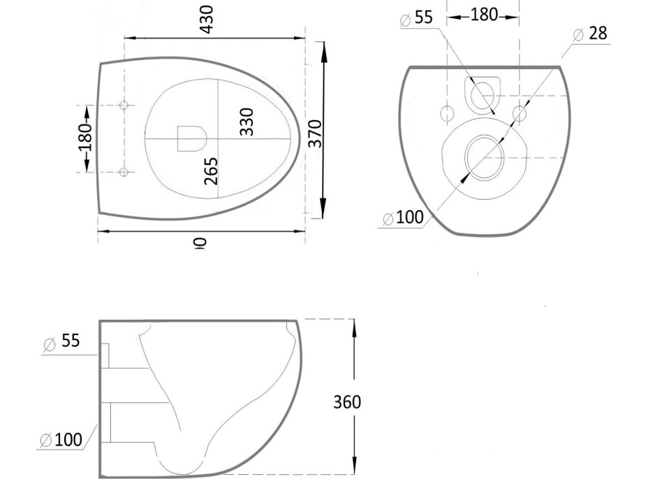 Závesné WC MEXEN EGG RIMLESS - čierne + Duroplast sedátko slim, 30245070