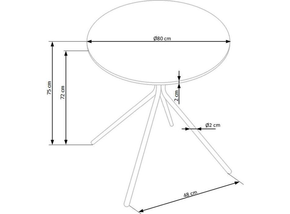 Okrúhly jedálenský stôl FONDI - 80x75 cm - čierny