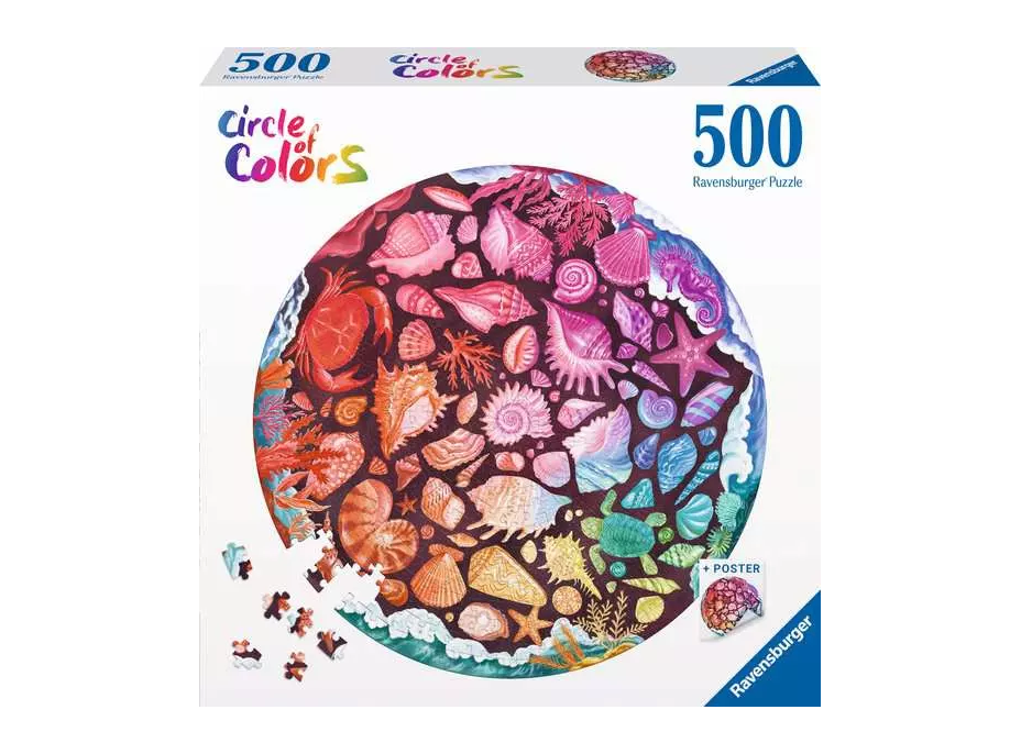 RAVENSBURGER Okrúhle puzzle Kruh farieb: Mušle 500 dielikov