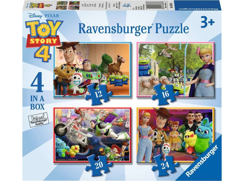 RAVENSBURGER Puzzle Toy Story 4, 4v1 (12, 16, 20, 24 dielikov)