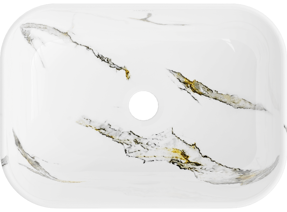 Keramické umývadlo MEXEN RITA - imitácia kamane - biele/čierne/zlaté, 21084581