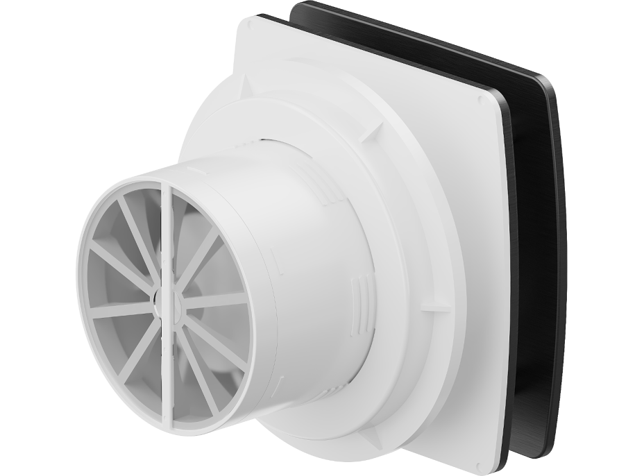 Kúpeľňový ventilátor MEXEN AXS 100 so spätnou klapkou a senzorom vlhkosti - čierny, W9601-100H-70