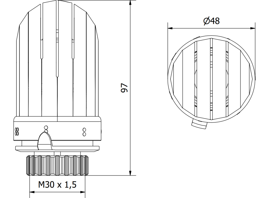 Termostatická hlavica pre radiátor MEXEN Silo - biela - M30x1,5, W908-003-20