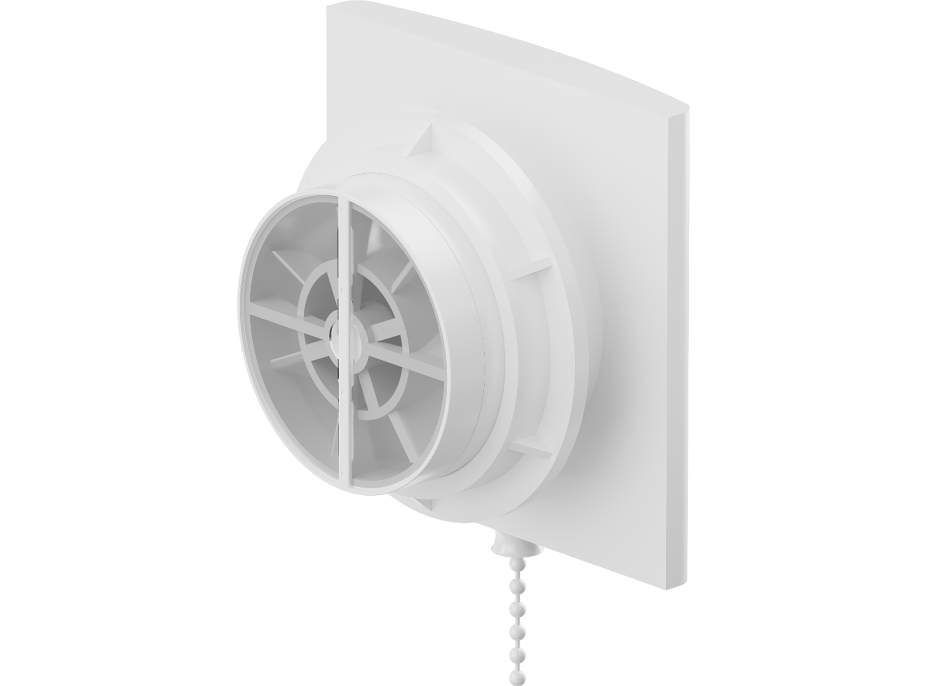 Kúpeľňový ventilátor MEXEN EXS 100 so spätnou klapkou a ovládaný lankom - biely, W9604-100K-00