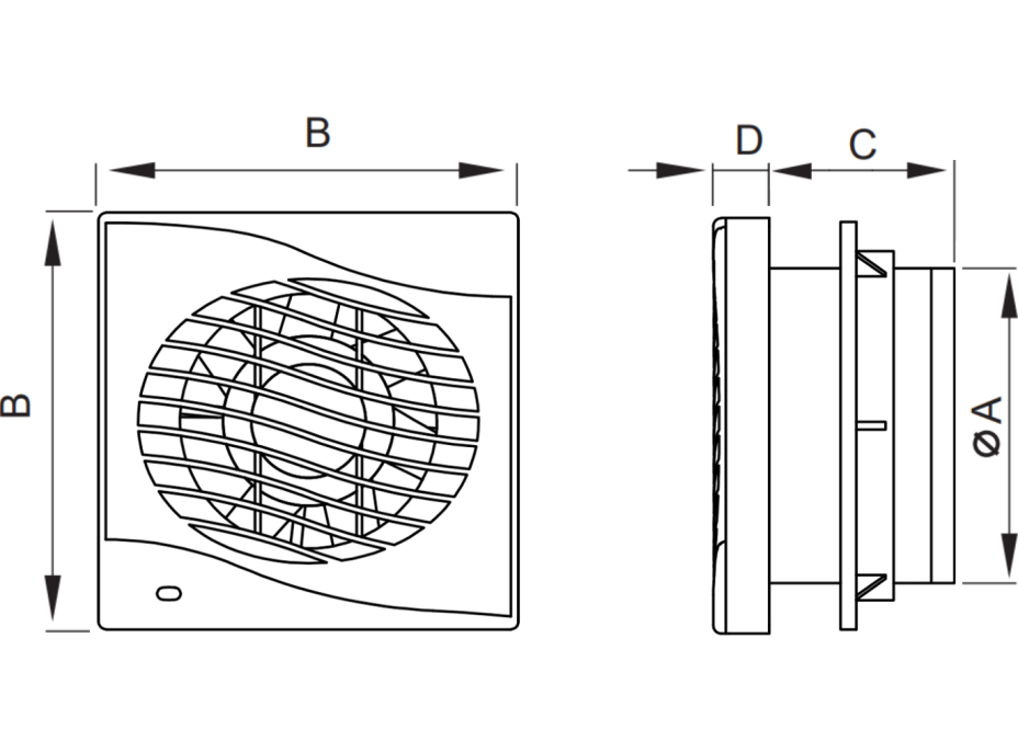 Kúpeľňový ventilátor MEXEN DXS 150 so spätnou klapkou - biely, W9603-150-00