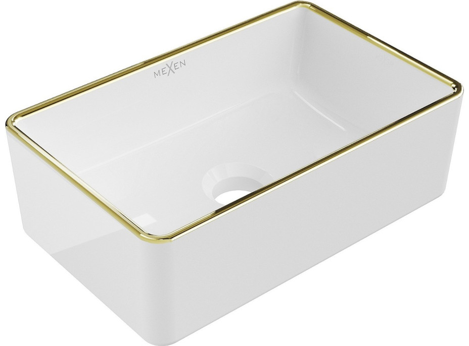 Keramické umývadlo MEXEN NADIA 36 - biele so zlatým okrajom, 21613605