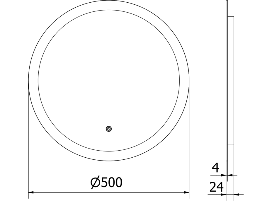 Okrúhle zrkadlo MEXEN ORO 50 cm - s LED podsvietením a vyhrievaním, 9824-050-050-611-00