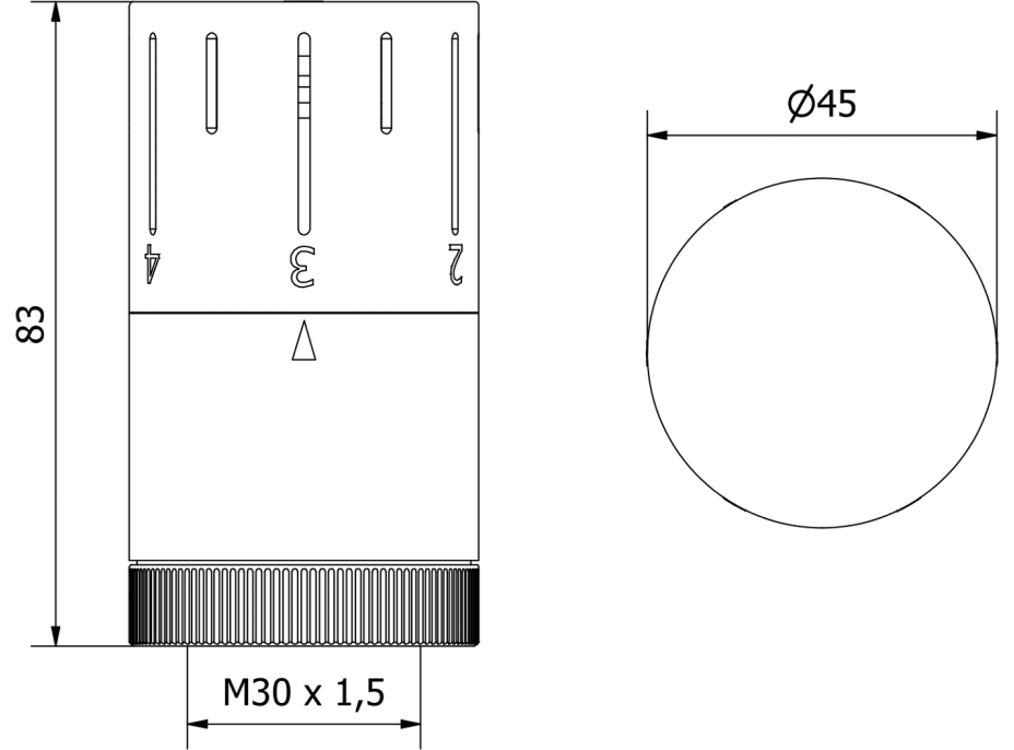 Termostatická hlavica pre radiátor MEXEN Space - biela - M30x1,5, W908-005-20