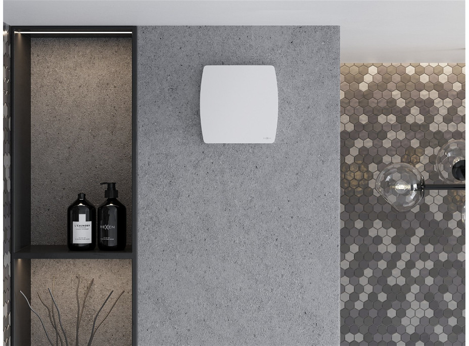 Kúpeľňový ventilátor MEXEN AXS 150 so spätnou klapkou a senzorom vlhkosti - biely, W9601-150H-00
