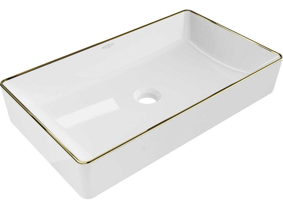 Keramické umývadlo MEXEN NADIA 62 - biele so zlatým okrajom, 21616005