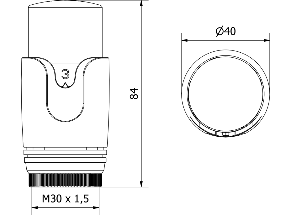 Termostatická hlavica pre radiátor MEXEN Modern - biela/chrómová - M30x1,5, W900-000-21