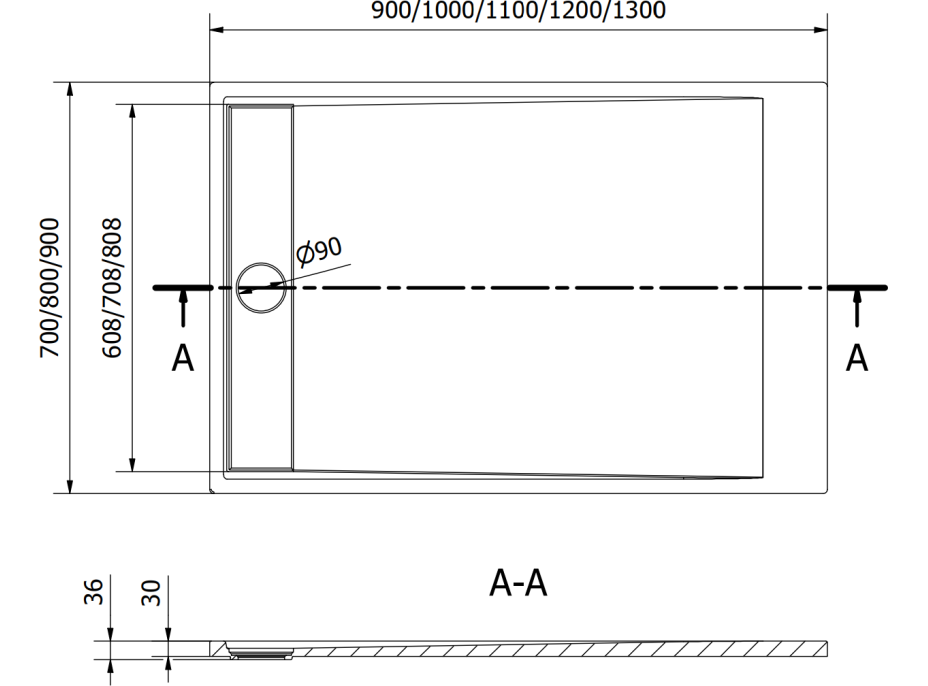 Sprchová SMC vanička MEXEN AMON 70x130 cm - biela, 4F107013