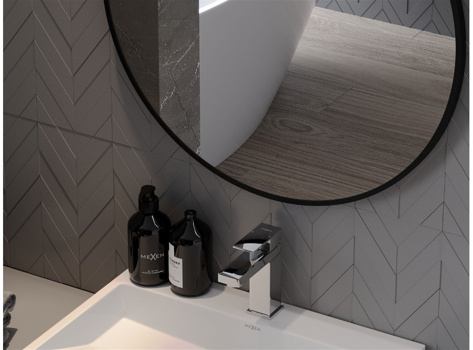 Okrúhle zrkadlo na pásku MEXEN STRING 70 cm - čierne, 9854-070-070-000-70