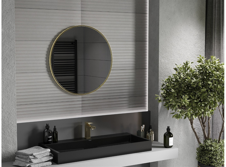 Okrúhle zrkadlo MEXEN LOFT 70 cm - zlatý rám, 9850-070-070-000-50
