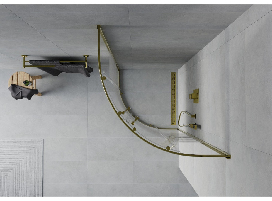 Sprchovací kút MEXEN RIO gold stripe - štvrťkruh 70x70 cm, 863-070-070-50-20