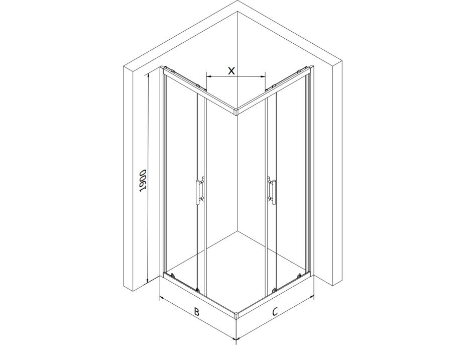 Sprchovací kút MEXEN RIO gold transparent - 90x90 cm, 860-090-090-50-00