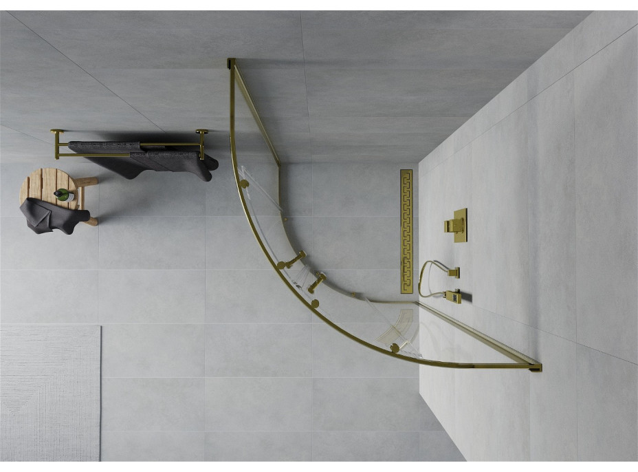 Sprchovací kút MEXEN RIO gold - štvrťkruh 70x70 cm, 863-070-070-50-00