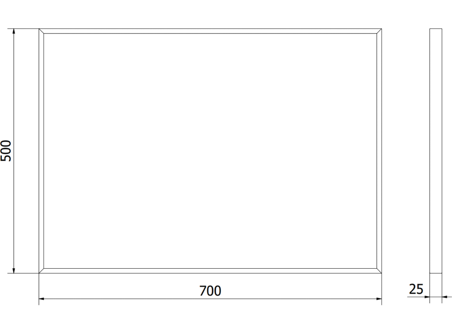 Obdĺžnikové zrkadlo MEXEN LOFT 70x50 cm - čierny rám, 9852-070-050-000-70