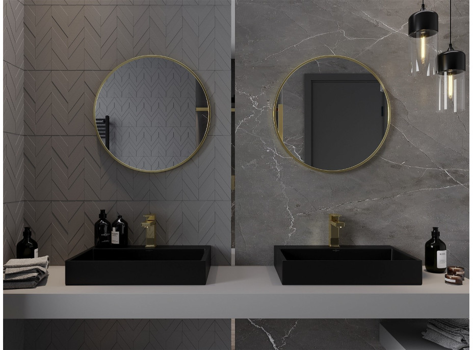 Okrúhle zrkadlo MEXEN LOFT 65 cm - zlatý rám, 9850-065-065-000-50