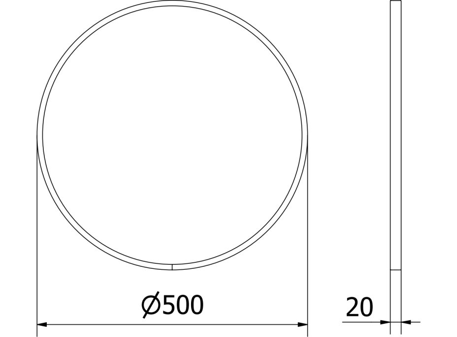 Okrúhle zrkadlo MEXEN LOFT 50 cm - biely rám, 9850-050-050-000-20