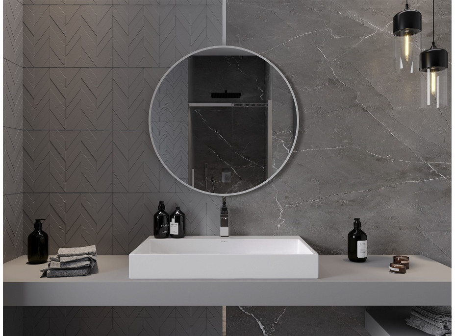 Okrúhle zrkadlo MEXEN LOFT 80 cm - biely rám, 9850-080-080-000-20