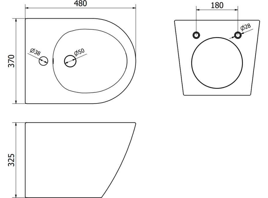 Závesný bidet MEXEN LENA 48 cm - biely/zlatý vzorovaný, 35224809