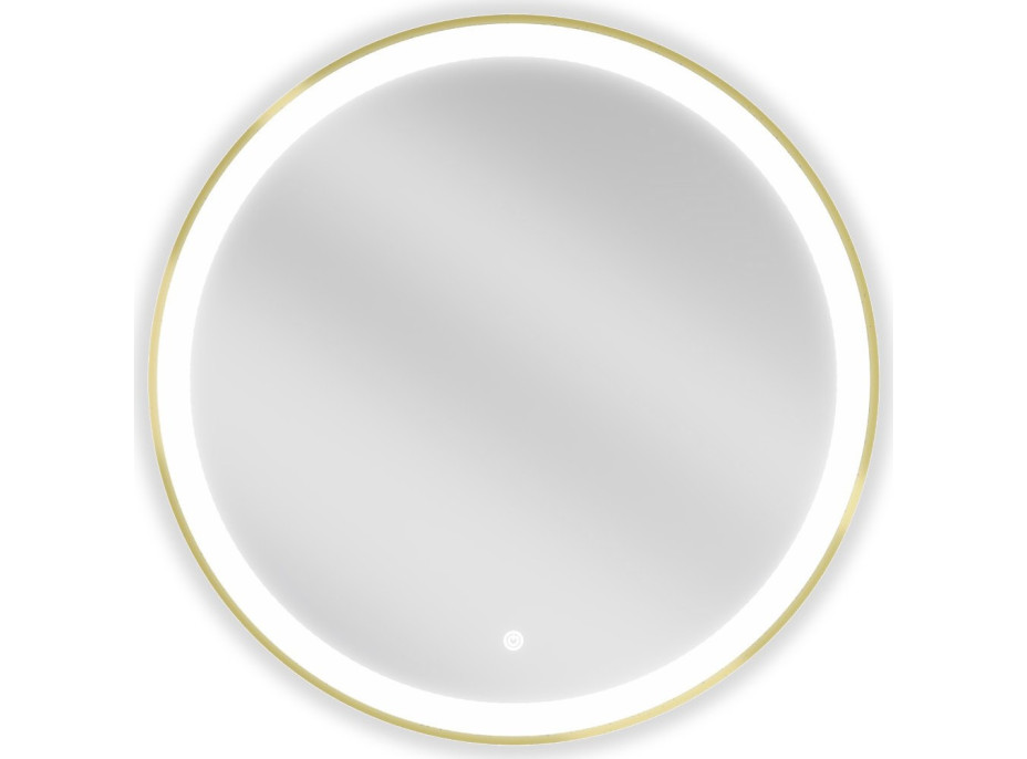Okrúhle zrkadlo MEXEN ESSO 70 cm so zlatým okrajom - s LED podsvietením a vyhrievaním, 9825-070-070-611-50