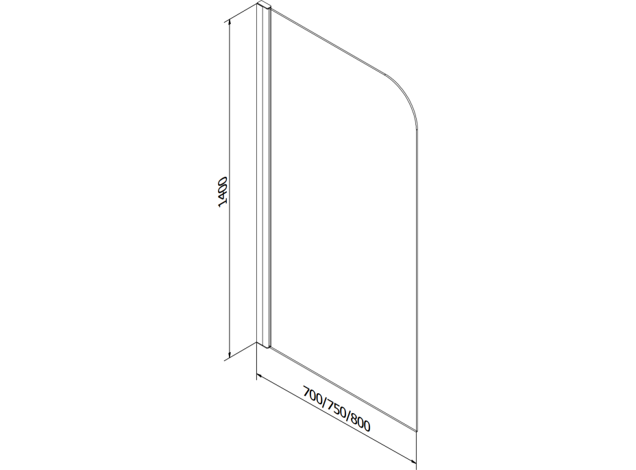 Vaňová zástena MEXEN FELIX 1 70x140 cm - čierna - číre sklo, 890-070-001-70-00