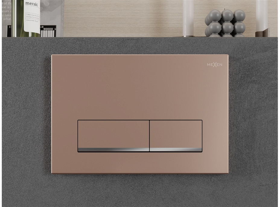 Ovládacie tlačidlo splachovadla - rose gold - dvojčinné - plastové - typ 12, 601205