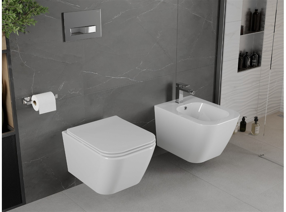 Závesné WC MEXEN MADOX RIMLESS - biele + Duroplast sedátko, 30154000