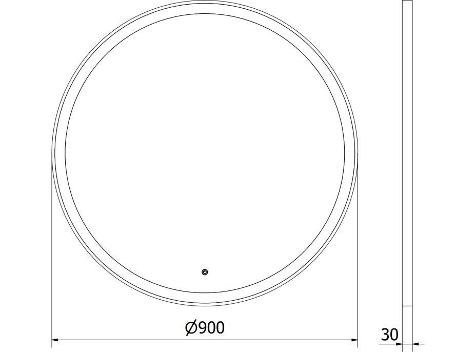 Okrúhle zrkadlo MEXEN ESSO 90 cm s čiernym okrajom - s LED podsvietením a vyhrievaním, 9825-090-090-611-70