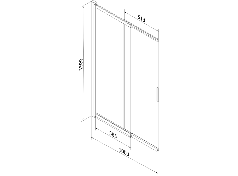 Vaňová zástena s posuvnými dverami MEXEN FOX 100x150 cm - chrómová - mliečne sklo, 891-100-002-01-30