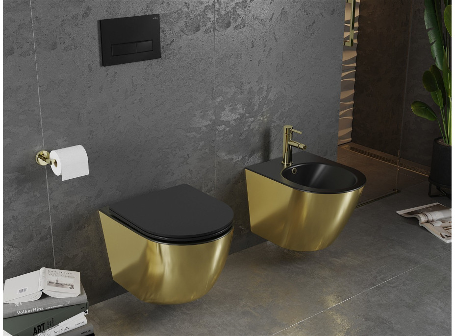 Závesný bidet MEXEN LENA 48 cm - čierny/zlatý, 35224876
