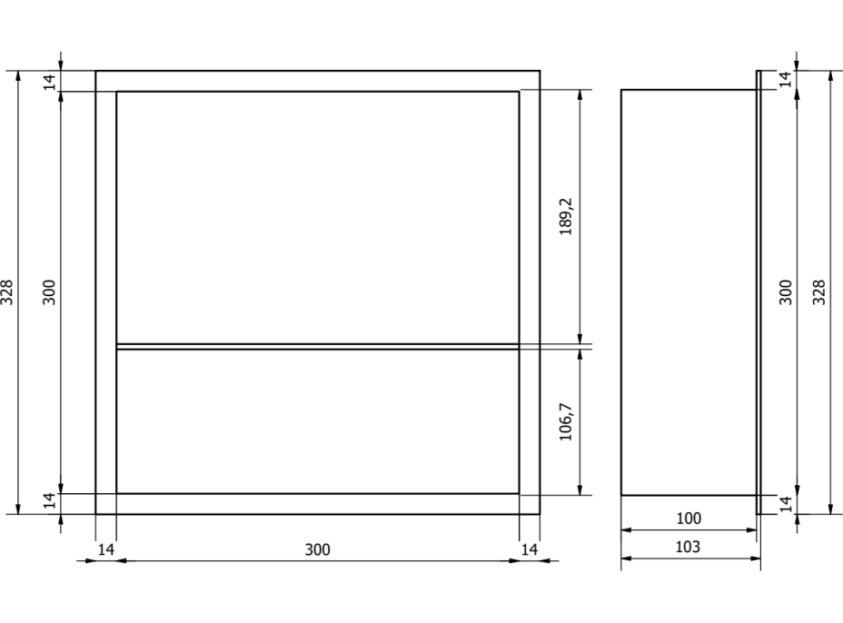 Zápustná polica do steny Mexen X-Wall-R 30x30 cm - inox, 1910303010S