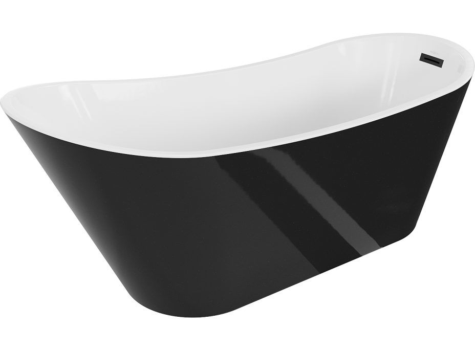 Voľne stojaca akrylátová vaňa MEXEN ALTA 170x75 cm - biela/čierna lesklá - čierna výpust, 52141707575-B