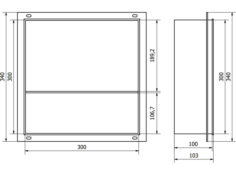 Zápustná polica pod omietku Mexen X-Wall-NR 30x30 cm - inox, 1911303010S