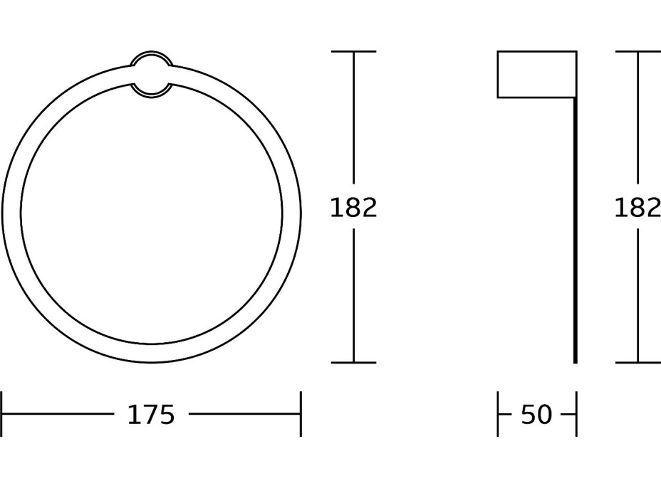 Kúpeľňový držiak na uteráky MEXEN BASE - okrúhly - čierny matný, 7088232-70