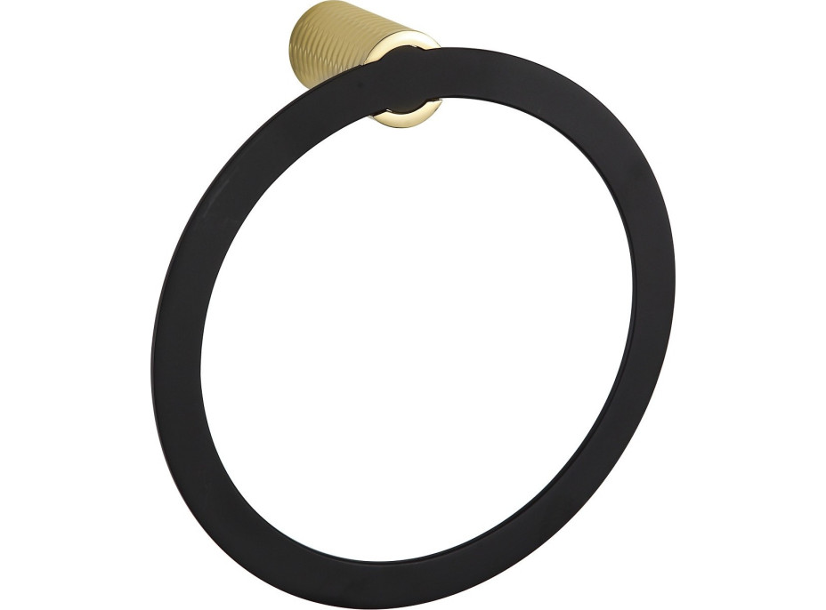 Kúpeľňový držiak na uteráky MEXEN BASE - okrúhly - čierny matný/zlatý, 7088232-57