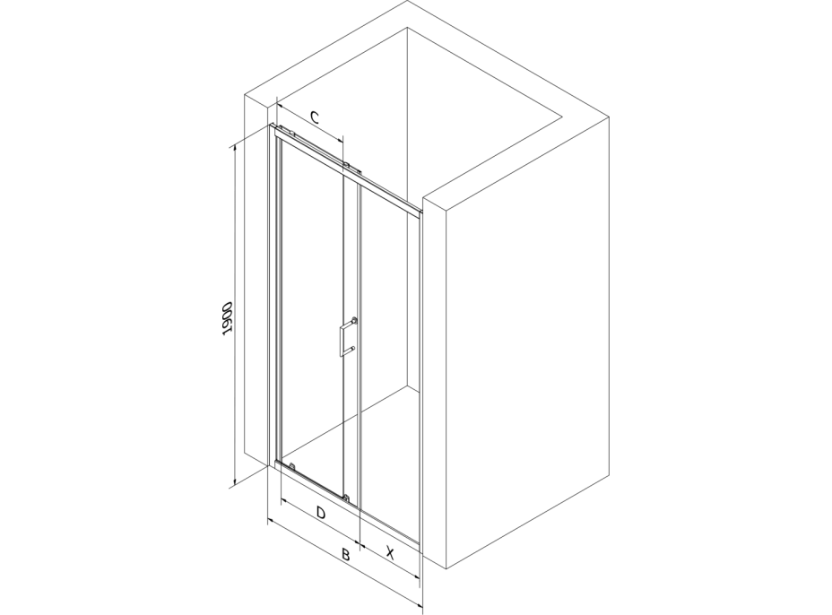 Sprchové dvere MEXEN APIA GOLD 150 cm - zlaté, 845-150-000-50-00