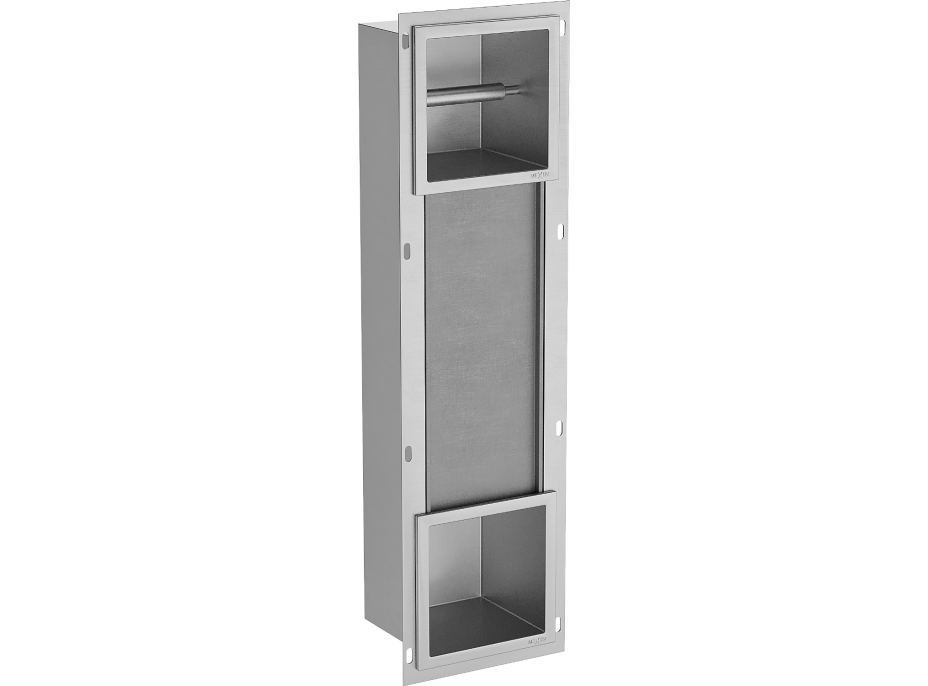 Podomietkový držiak toaletného papiera MEXEN X-WALL so zásobníkom - kovový - inox, 1914