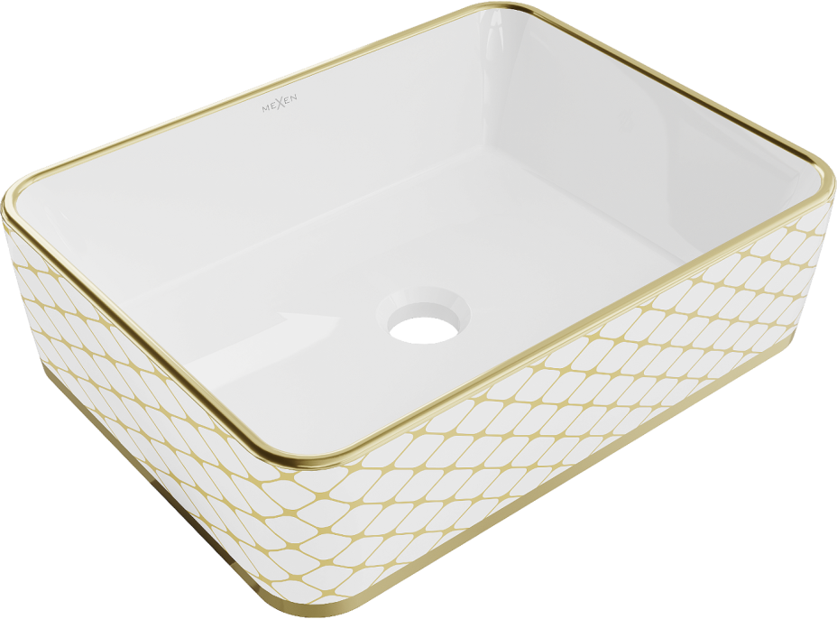 Keramické umývadlo MEXEN CATIA - biele/zlaté vzorované, 21314809