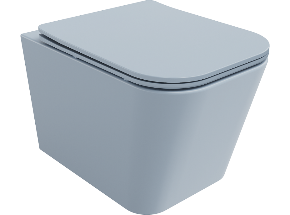 Závesné WC MEXEN TEO RIMLESS - šedo/modré matné + Duroplast sedátko slim, 30854069