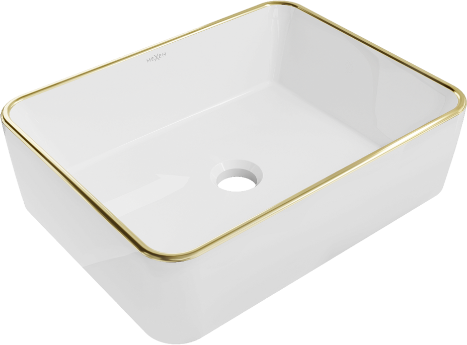 Keramické umývadlo MEXEN CATIA - biele so zlatým okrajom, 21314805