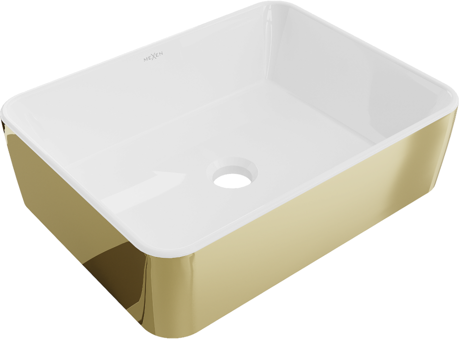 Keramické umývadlo MEXEN CATIA - biele / zlaté, 21314806
