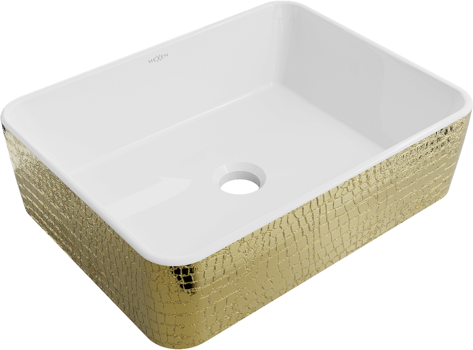 Keramické umývadlo MEXEN CATIA - biele/zlaté šupinové, 21314808