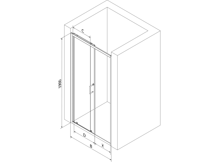 Sprchové dvere MEXEN APIA 135 cm - BLACK, 845-135-000-70-00