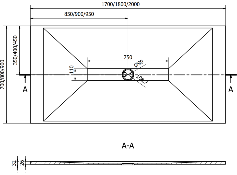 Sprchová SMC vanička MEXEN TORO 70x200 cm - čierna, 43707020